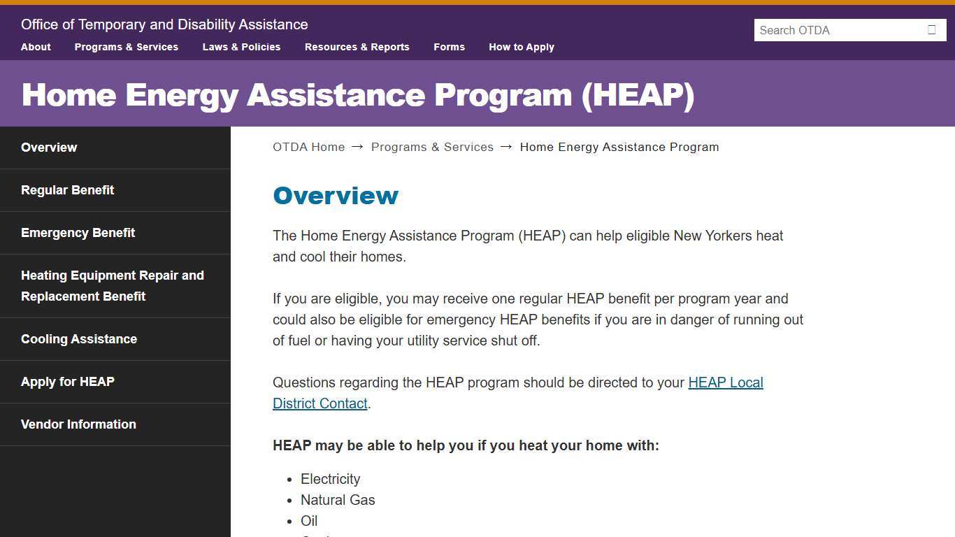 Home Energy Assistance Program (HEAP) | OTDA